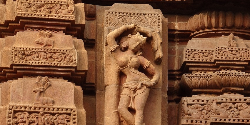The ancient Mukteshwar Temple, Bhubaneswar, is known for its beautiful sculptures.