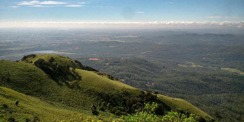 A view of the scenic Mullayanagiri, one of the top places to visit in May in Karnataka.