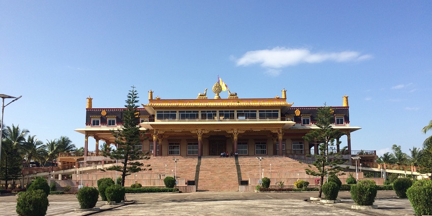 The front view of the monastic college in Mundgod, a place to visit near Hubli.