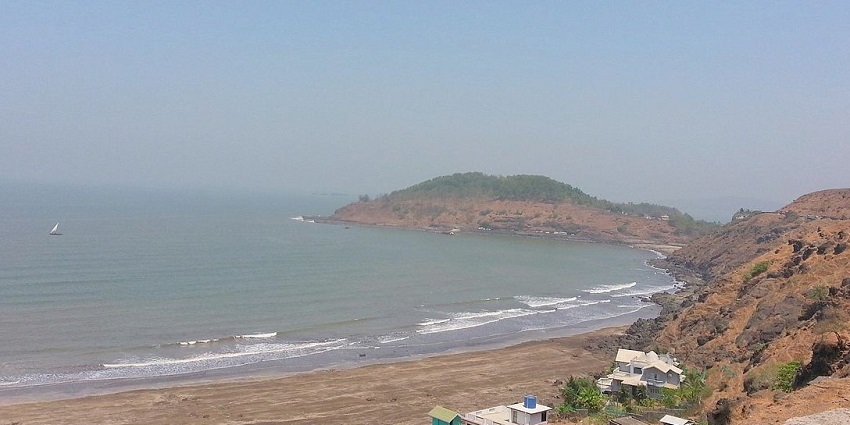 Panoramic view of Murud Beach, where golden sands meet the stunning Arabian Sea.