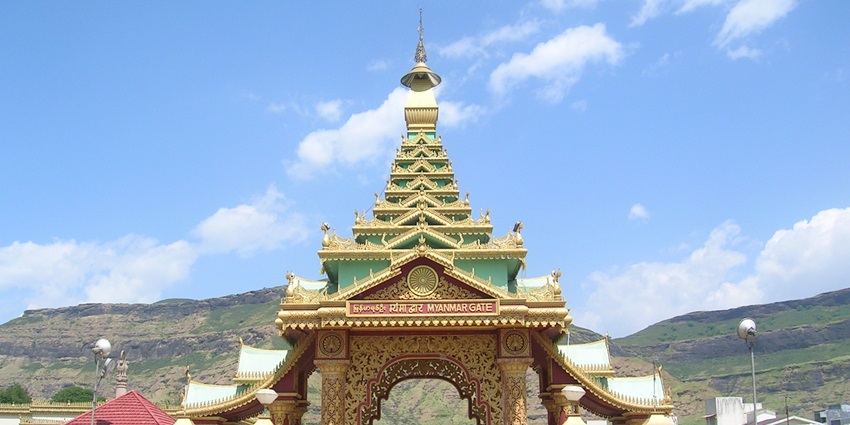 A breathtaking frontal view of the Myanmar Gate, one of the most amazing tourist spots.