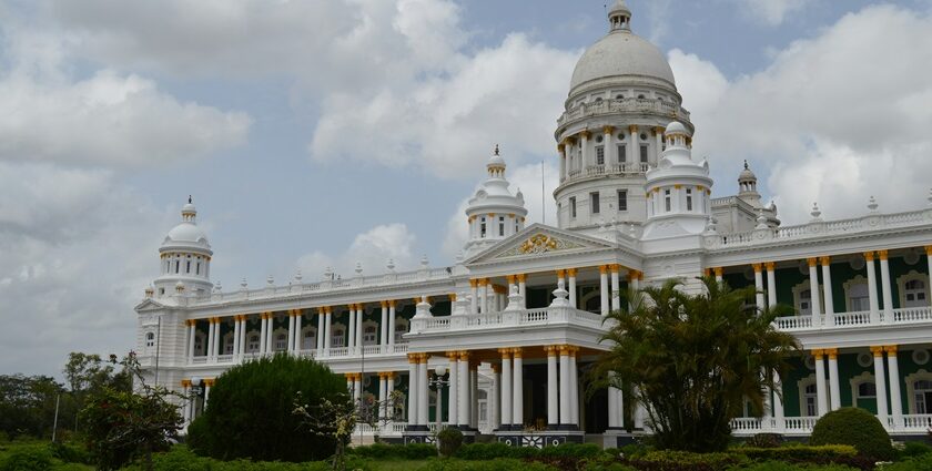 A glimpse of a majestic monument in shades of white elegantly nestled in Karnataka.