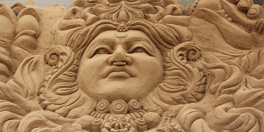 A picture of an amazing sculpture made with sand at the Mysore Sand Sculpture Museum