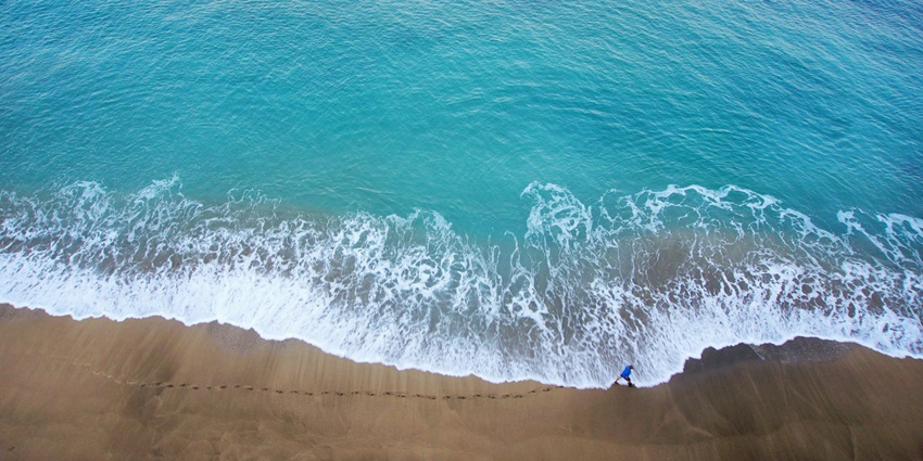 An aerial view of Nagaon Beach, oen of the serene places to enjoy nightlife in Alibaug.