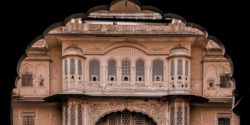 The ancient Nanded Fort, surrounded by rugged terrain and sparse vegetation.