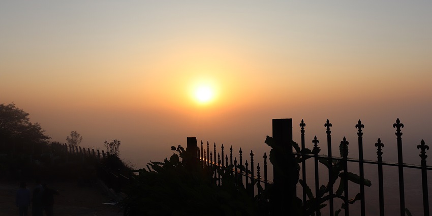 The tourist places in Nandi Hills include the Sunrise Point for breathtaking views of vibrant sunrise scenery.