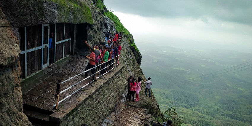 Stunning view of Naneghat Caves from the pass, a famous place near Gorakhgad Fort