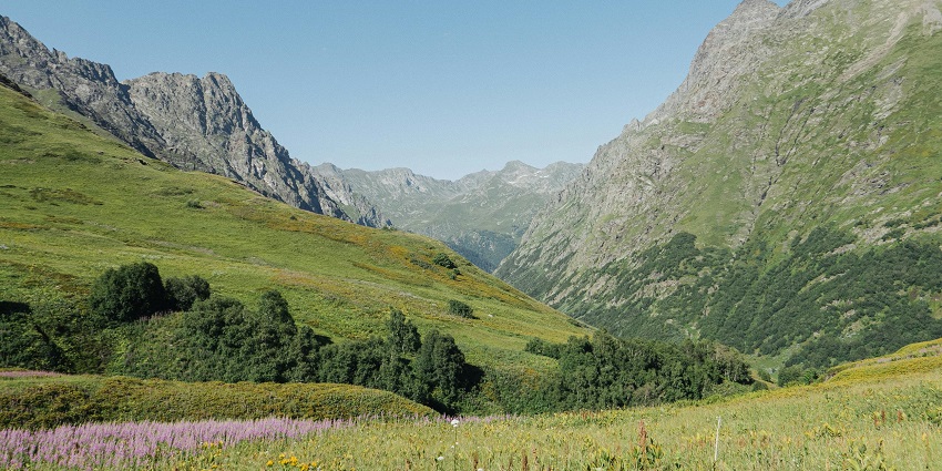 A stunning image of a lush green valley across a large area offering scenic views