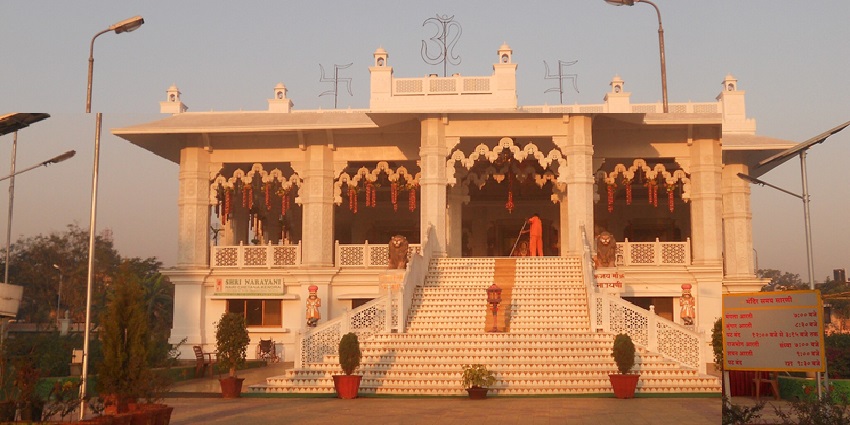 A picture of the Narayani Dham temple complex features some of the most beautiful architecture in the area.
