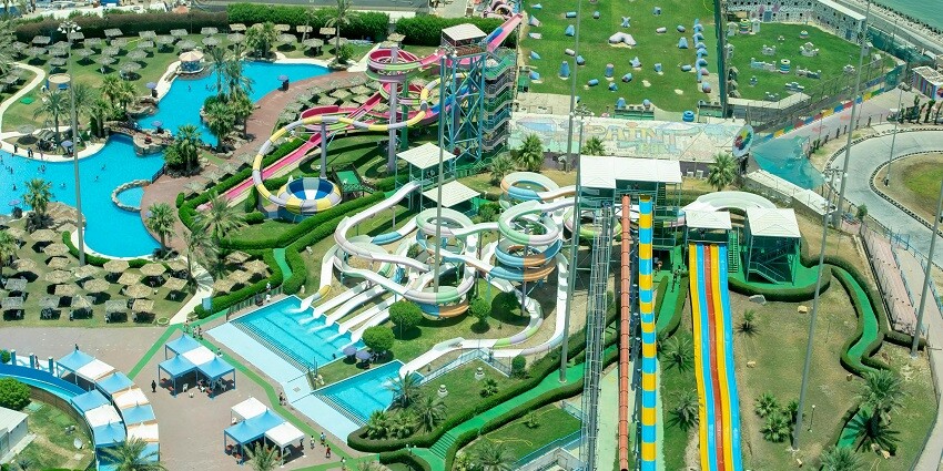 View of Narmada Water Park’s beautiful vistas and great slides for a perfect day out.