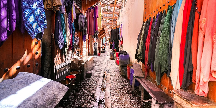A narrow street of the old city road of Nashik, home to multiple shops attracting tourists