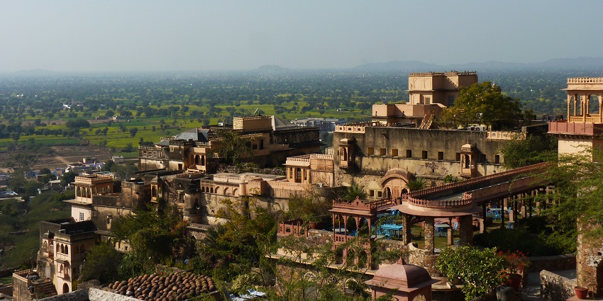 Neemrana Fort, a historic site and great in places to visit near Gurgaon for weekend.