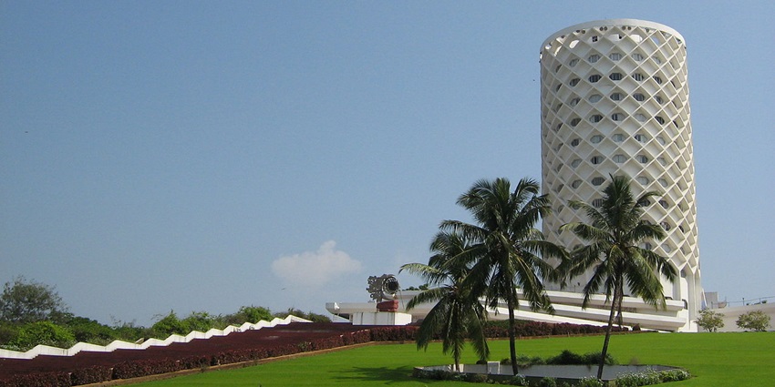 The modern architecture of the Nehru Centre with cultural exhibits and a science planetarium.