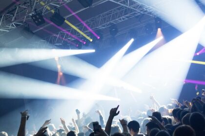 A view of people acoustical beats and dancing to it inside a famous club of the region.