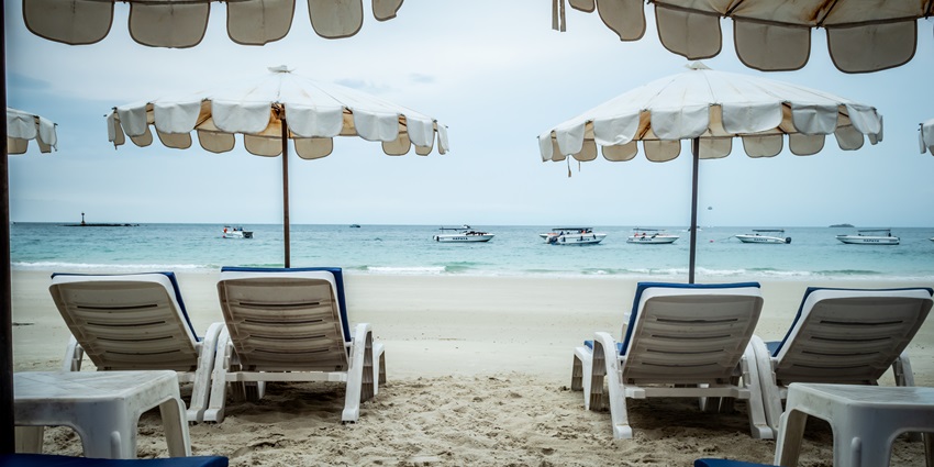 Nikki Beach is a trendy beach club featuring poolside lounging and chic parties in Dubai