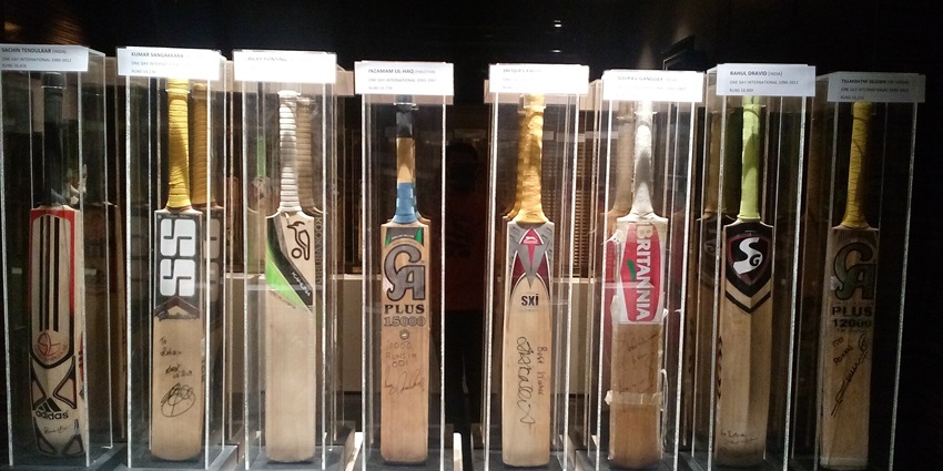 Bats of 10000 plus run scorers in ODIs at Blades of Glory Cricket Museum Pune.
