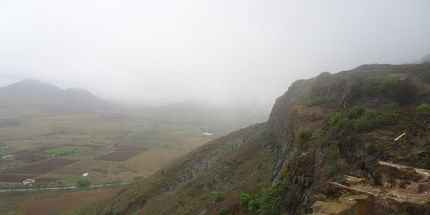 View of Ramshej Fort in Nashik, showcasing its rugged structure and surrounding terrain.
