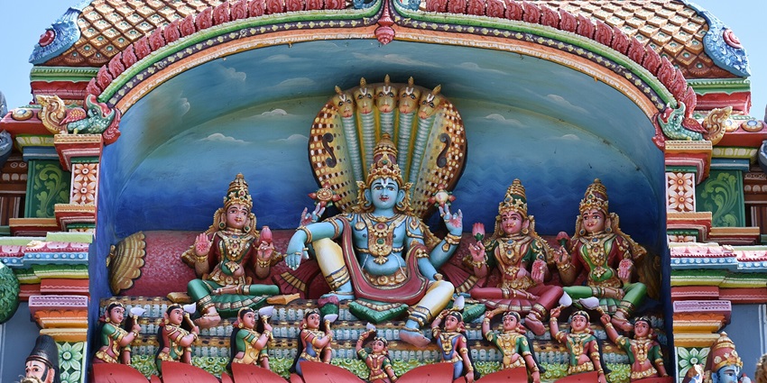 Sculptures of Lord vishnu at the Srirangam temple, offering a glimpse into its historical significance