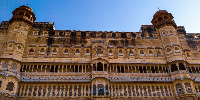 Low angle view of the fort architecture, offering a glimpse into its history