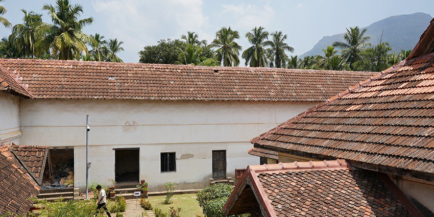 Picturesque view of courtyards of the famous Padmanabhapuram Palace