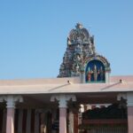 View of the Palani Temple, showcasing its impressive architecture against a clear sky