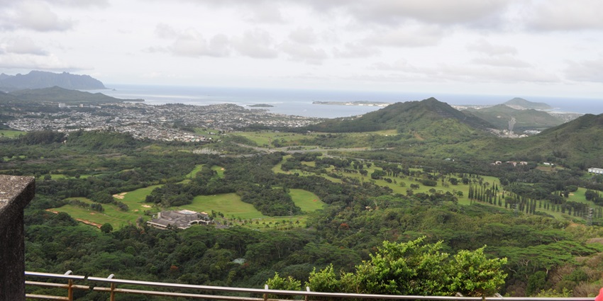 View of Pali from a cliff is where the decisive battle between the forces of Kamehameha the Great