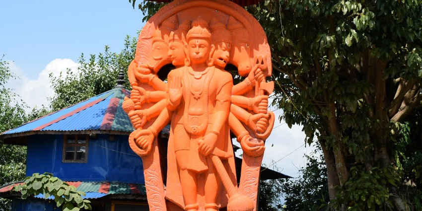 Idol of Five-Faced Hanuman in the vicinity of the beautiful temple and surroundings