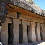 An exterior view of Pandav Leni Caves showcasing intricate rock-cut architecture.