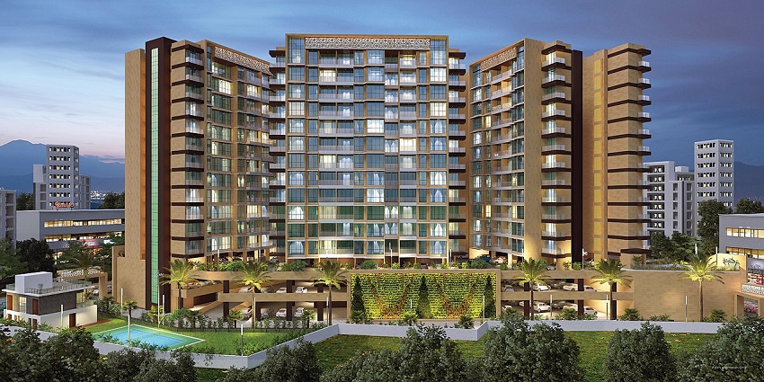 A beautiful building, surrounded by lush greenery and trees, located in Panvel.