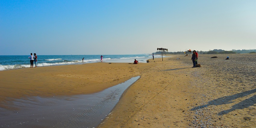 Paradise Beach with golden sands, one of the popular places to visit in Pondicherry.
