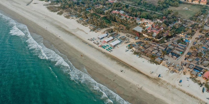 An Aerial View of Parcem Village, a quiet village near Morjim for travellers.
