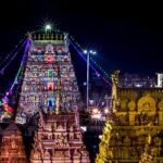 Parthasarathy Temple decorated with colourful lights during Vaikunta Ekadashi