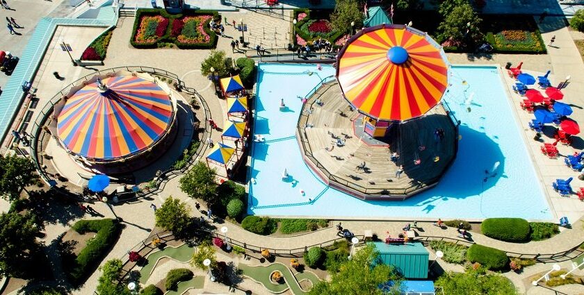 A bird’s eye view of the famous leisure hub of Andhra Pradesh decked with colouful slides.