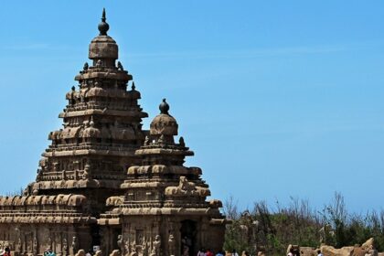 View of the Periyapalayam Temple against the clear blue sky in backdrop