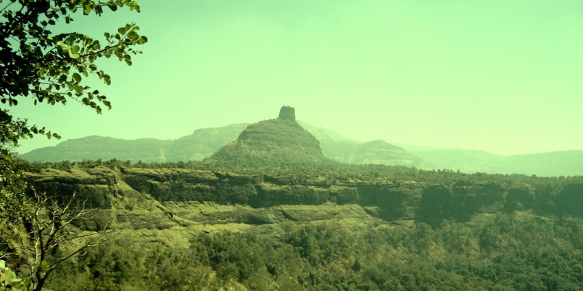 View of Peth Fort in the Western Ghats, a famous place near Ambivali Caves