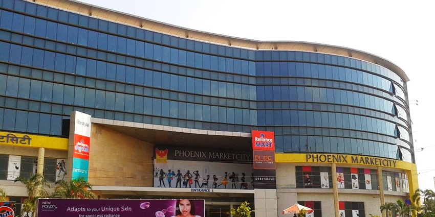 Facade of Phoenix Market City Mall under the clear sky