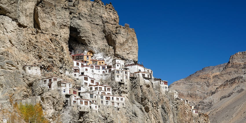 View of Phutkal monastery, on the rugged hills offering panoramic views of the valley
