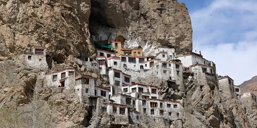 Snapshot of the beautiful Phuktal Monastery near the iconic karsha monastery in Ladakh