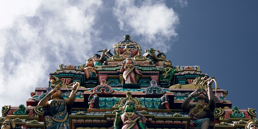A temple in Sivagangai with the ancient rock-cut Ganesha image and image of other Hindu gods