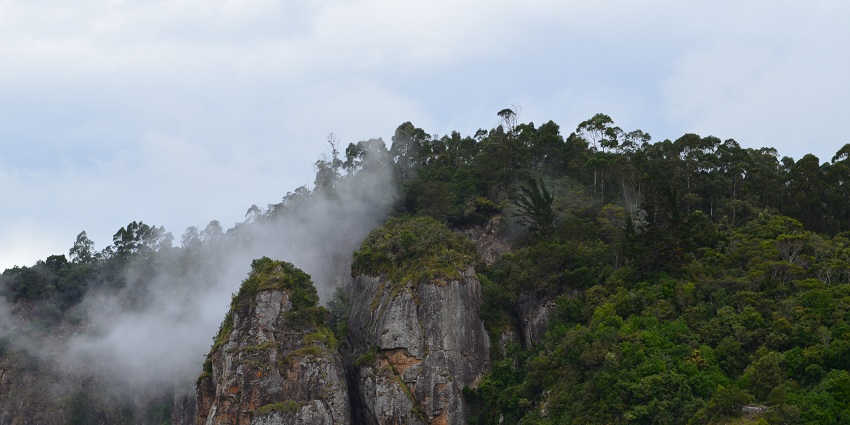 Majestic rock formations provide dramatic views of the surroundings.