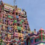 The beautiful exterior of the temple in Tamil Nadu which is an example of architectural marvel.