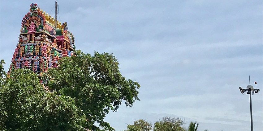 Side view of the Pillayarpatti Temple, also known as Karpaka Vinayakar Temple.