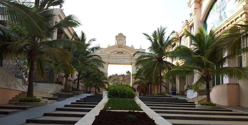 Distant view of the gate of Innovative film city, one of the best places to visit in Bangalore