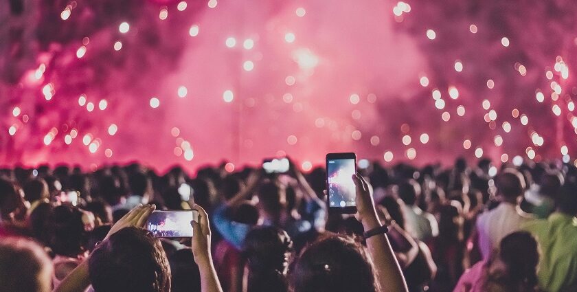 Spectacular fireworks illuminate the night sky, celebrating New Year's Eve in Bangalore.