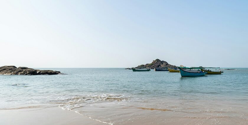 Take in the views of the Om Beach, a popular place to visit in Gokarna.