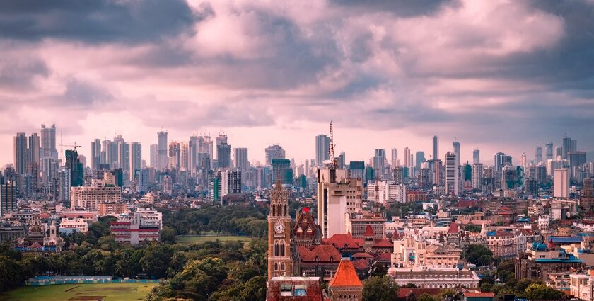 A vibrant fusion of modern skyscrapers and historic architecture gleams.