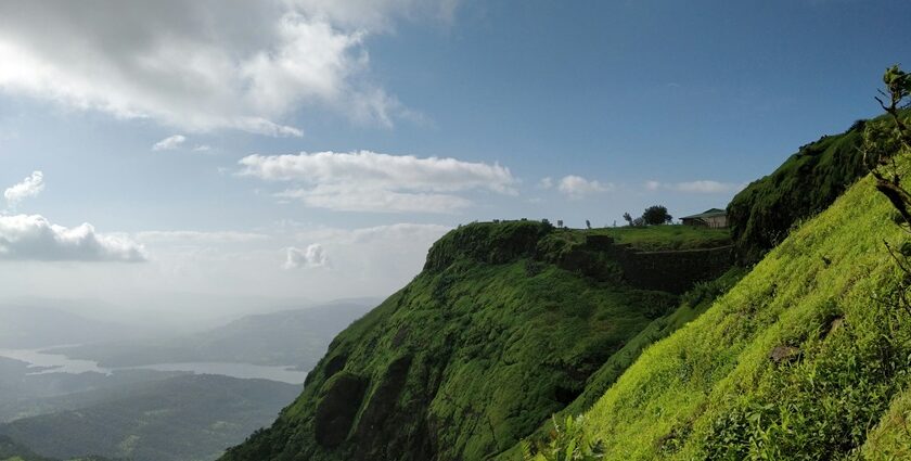 A glimpse of the majestic peaks adorned with lush greenery vegetation in Maharashtra.