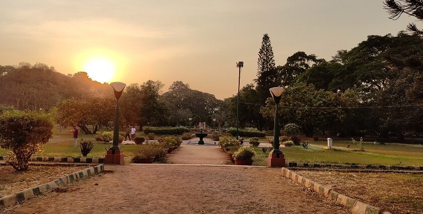 Sunset view from the lalbagh botanical garden, bengaluru which is one of the best places to visit near Bangalore