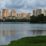 A serene picture of Borivali East, showcasing shops, buildings, and bustling urban life.