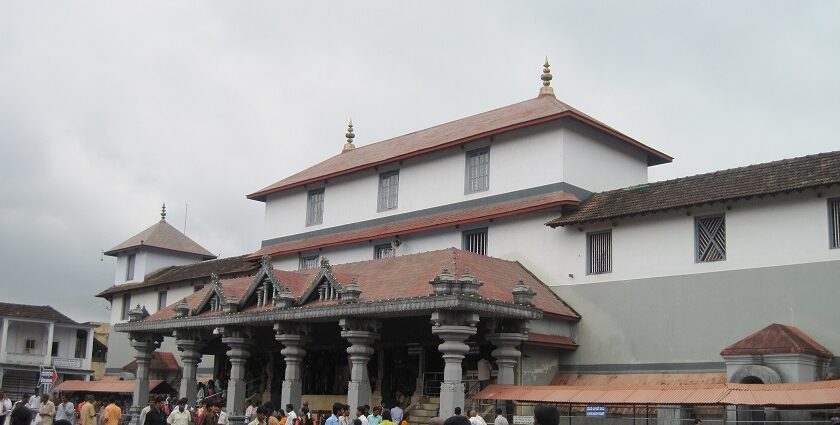 A serene view of the famous Dharmasthala Temple, one of the best places to visit near dharmsthala and kukke